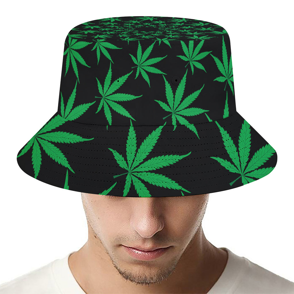 Swirl Cannabis Leaf Print Bucket Hat