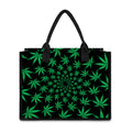 Swirl Cannabis Leaf Print Canvas Tote Bag