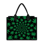 Swirl Cannabis Leaf Print Canvas Tote Bag