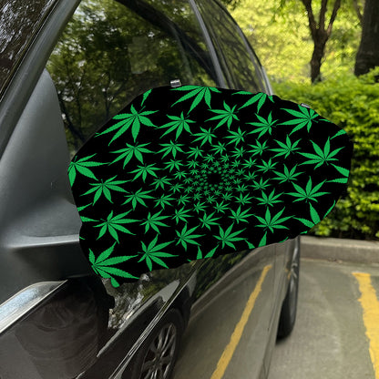 Swirl Cannabis Leaf Print Car Side Mirror Covers