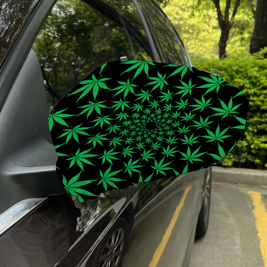 Swirl Cannabis Leaf Print Car Side Mirror Covers