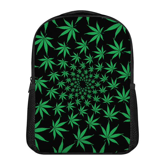 Swirl Cannabis Leaf Print Casual Backpack