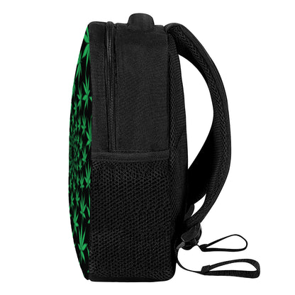 Swirl Cannabis Leaf Print Casual Backpack