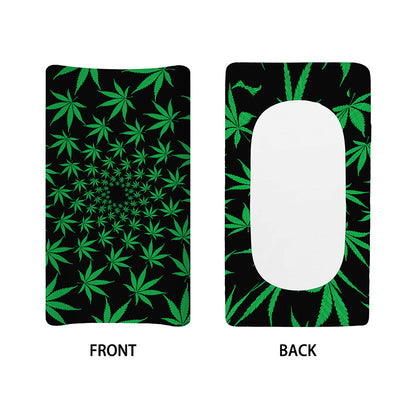 Swirl Cannabis Leaf Print Changing Pad Cover