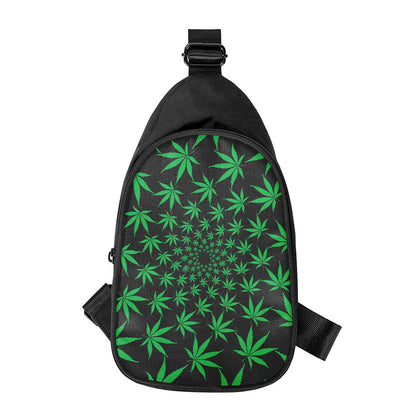 Swirl Cannabis Leaf Print Chest Bag
