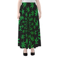 Swirl Cannabis Leaf Print Chiffon Maxi Skirt