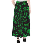 Swirl Cannabis Leaf Print Chiffon Maxi Skirt