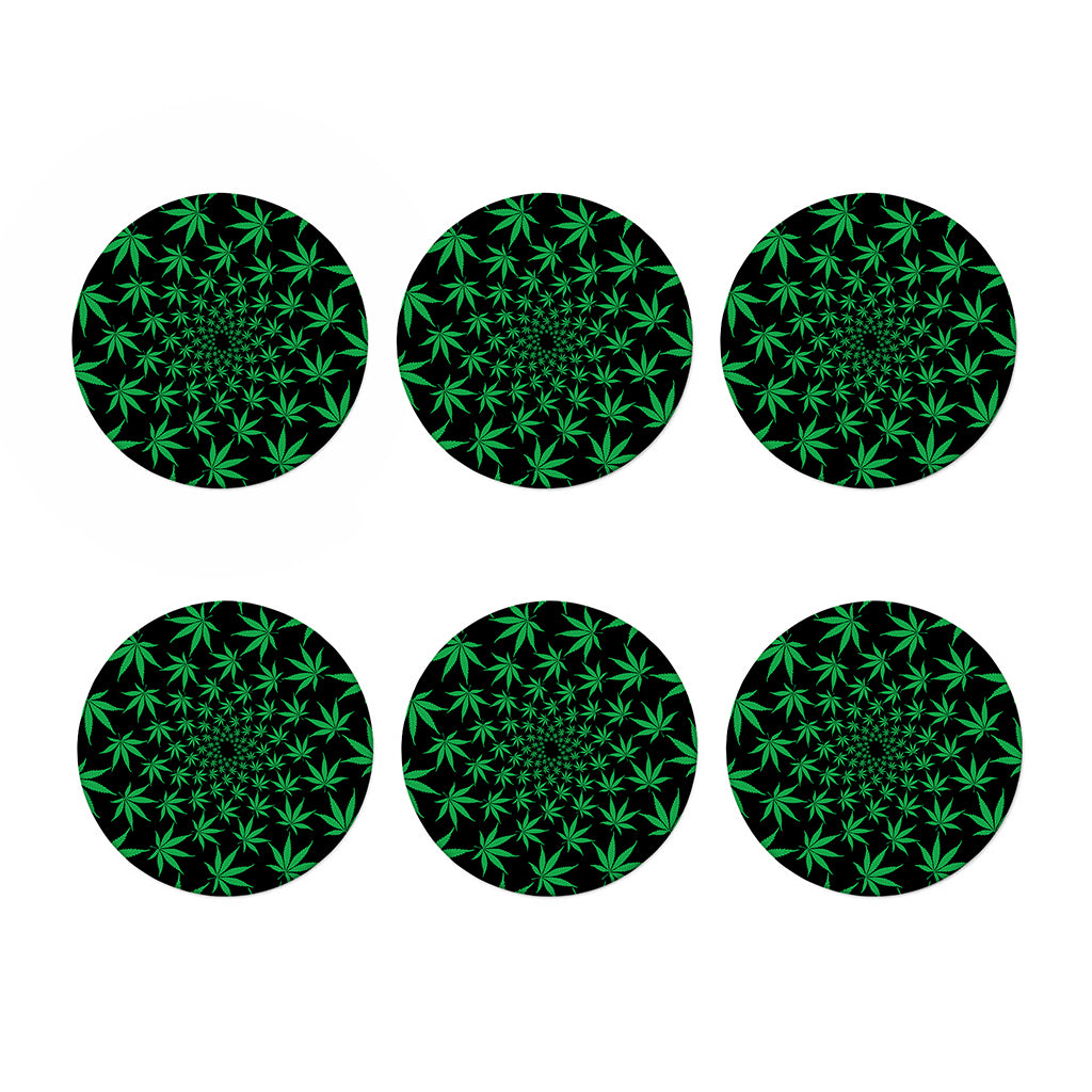 Swirl Cannabis Leaf Print Coaster Set