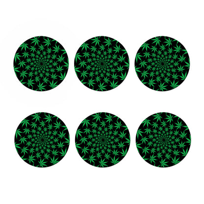 Swirl Cannabis Leaf Print Coaster Set