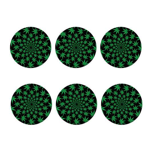Swirl Cannabis Leaf Print Coaster Set