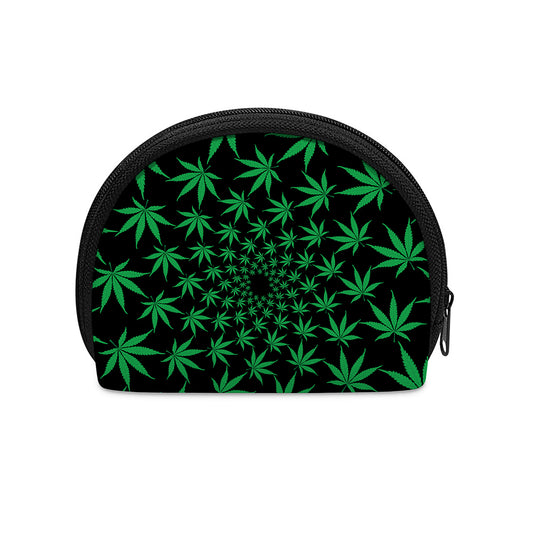 Swirl Cannabis Leaf Print Coin Purse