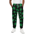 Swirl Cannabis Leaf Print Cotton Sweatpants