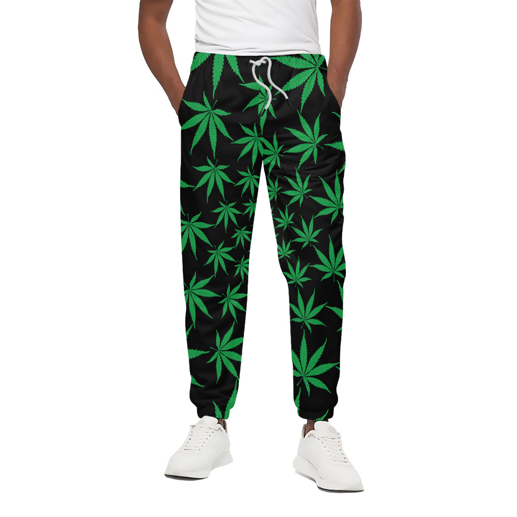 Swirl Cannabis Leaf Print Cotton Pants