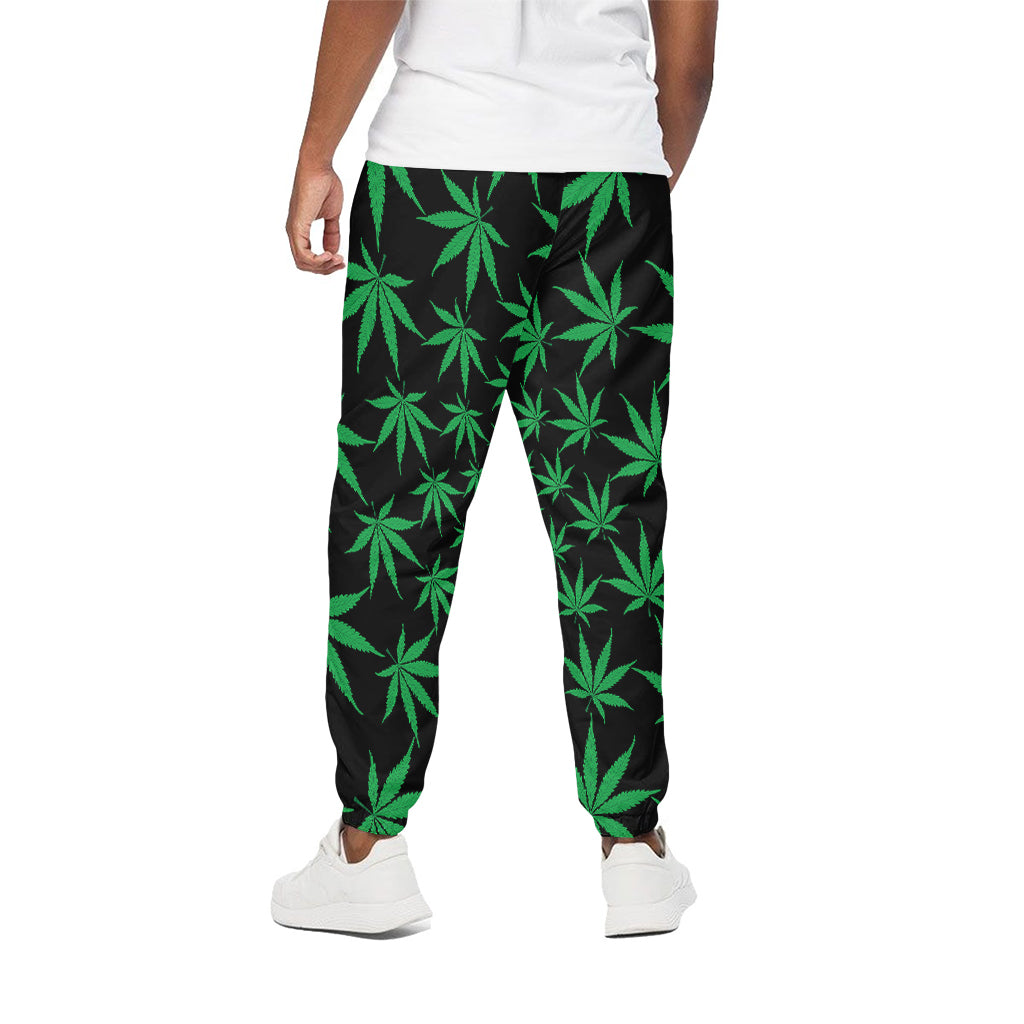 Swirl Cannabis Leaf Print Cotton Pants