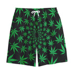 Swirl Cannabis Leaf Print Cotton Shorts