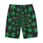 Swirl Cannabis Leaf Print Cotton Shorts