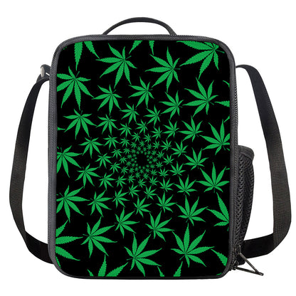 Swirl Cannabis Leaf Print Crossbody Lunch Bag
