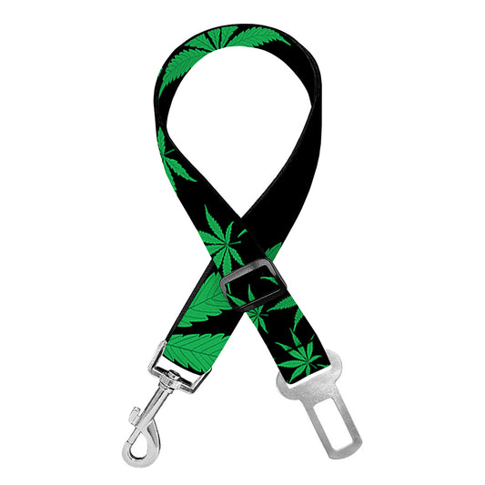Swirl Cannabis Leaf Print Dog Seat Belt