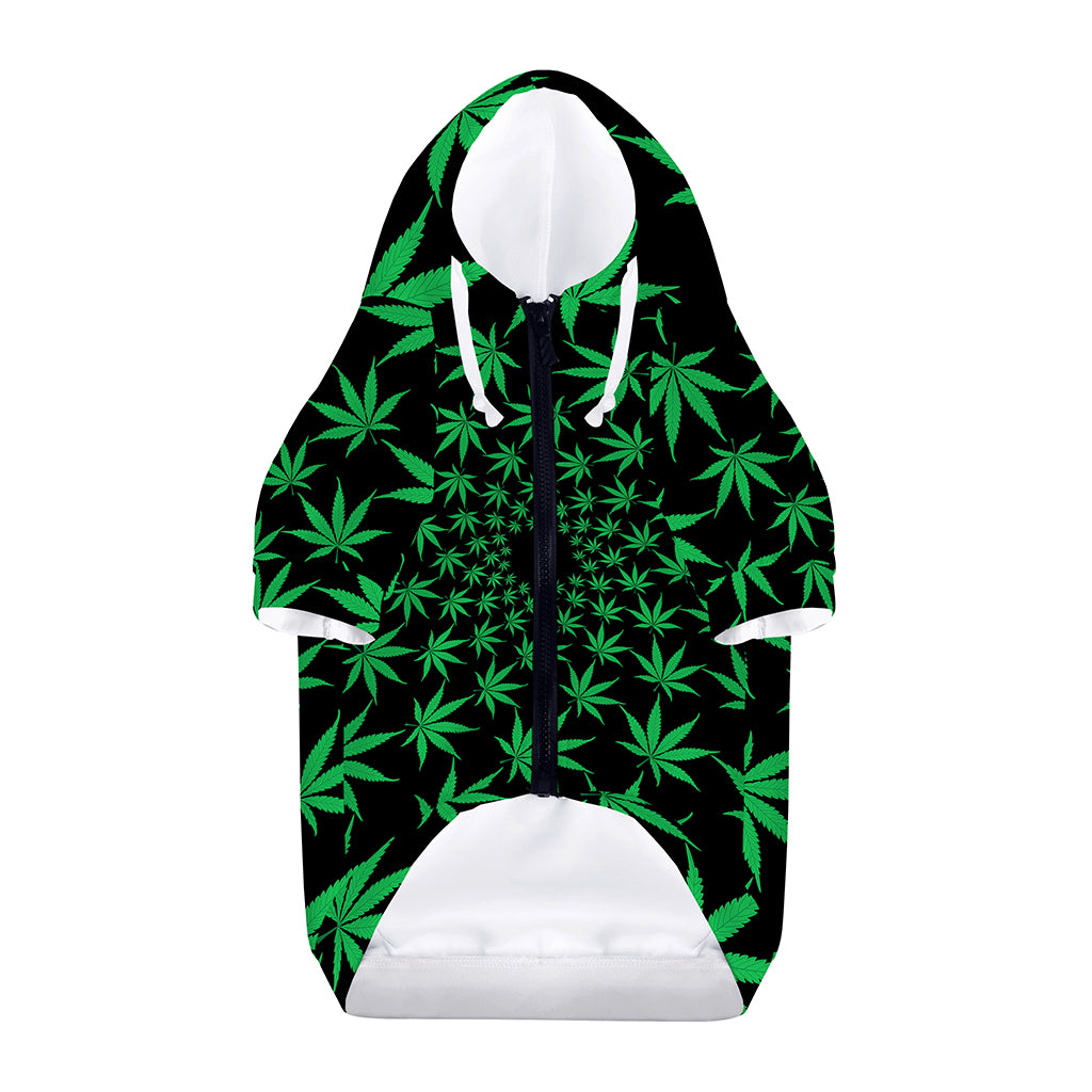 Swirl Cannabis Leaf Print Dog Zip Up Hoodie