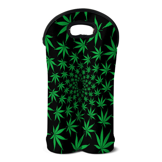 Swirl Cannabis Leaf Print Double Neoprene Wine Tote