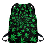 Swirl Cannabis Leaf Print Drawstring Backpack