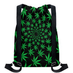 Swirl Cannabis Leaf Print Drawstring Backpack
