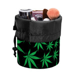 Swirl Cannabis Leaf Print Drawstring Makeup Bag