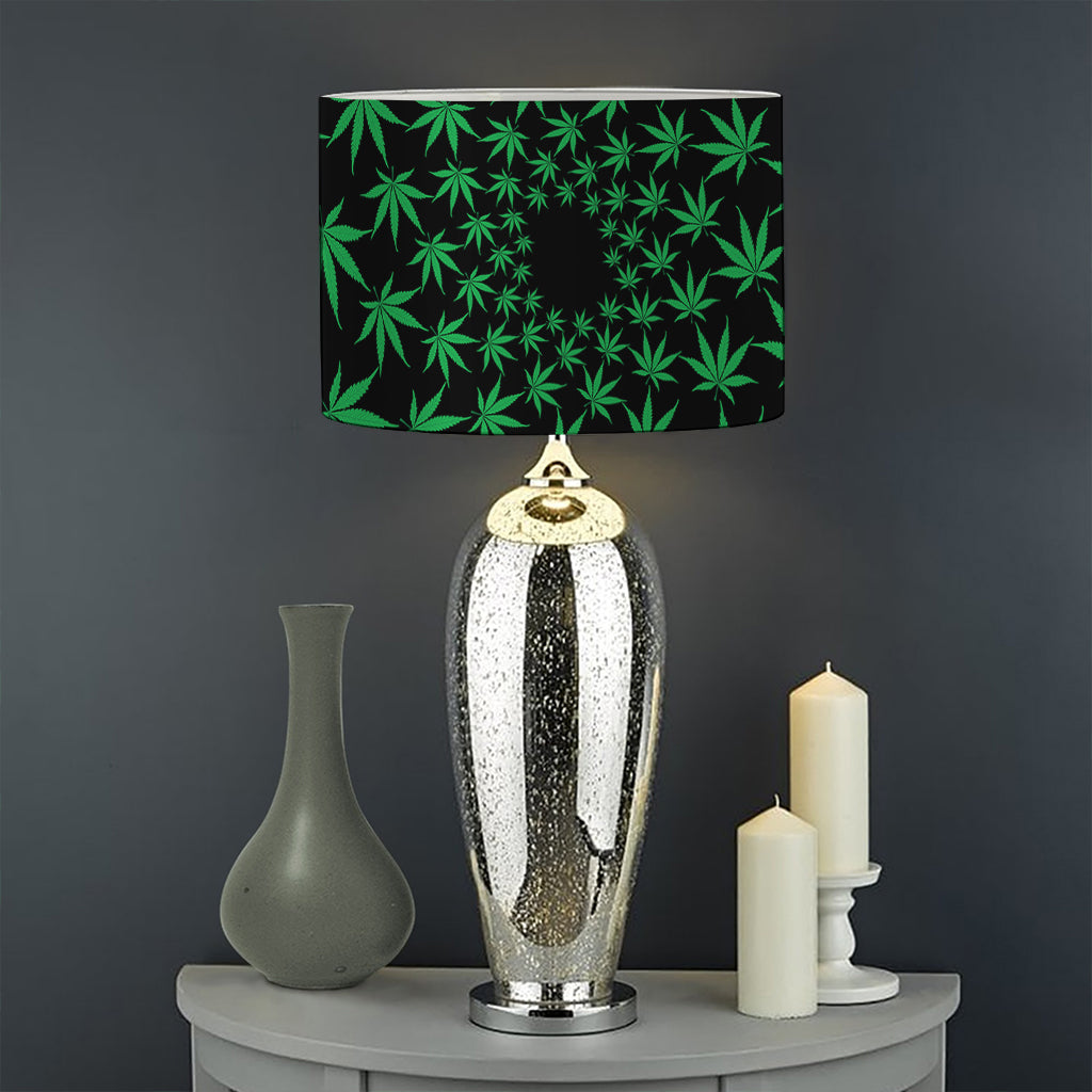 Swirl Cannabis Leaf Print Drum Lamp Shade