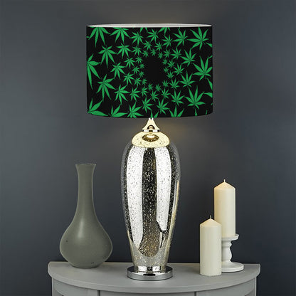 Swirl Cannabis Leaf Print Drum Lamp Shade