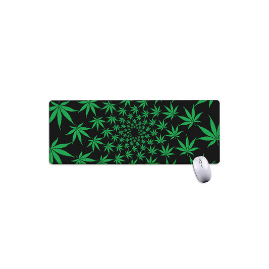 Swirl Cannabis Leaf Print Extended Mouse Pad