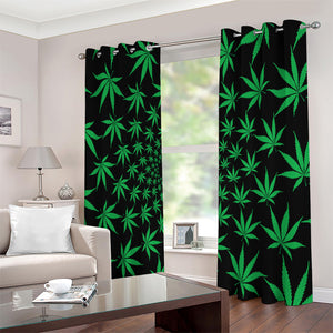 Swirl Cannabis Leaf Print Extra Wide Grommet Curtains