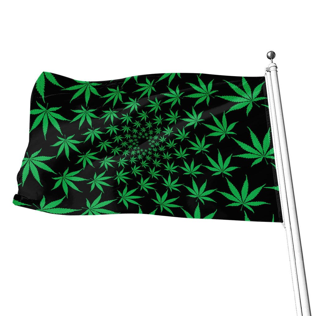 Swirl Cannabis Leaf Print Flag