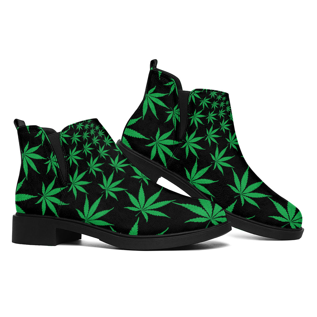 Swirl Cannabis Leaf Print Flat Ankle Boots