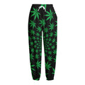Swirl Cannabis Leaf Print Fleece Lined Knit Pants