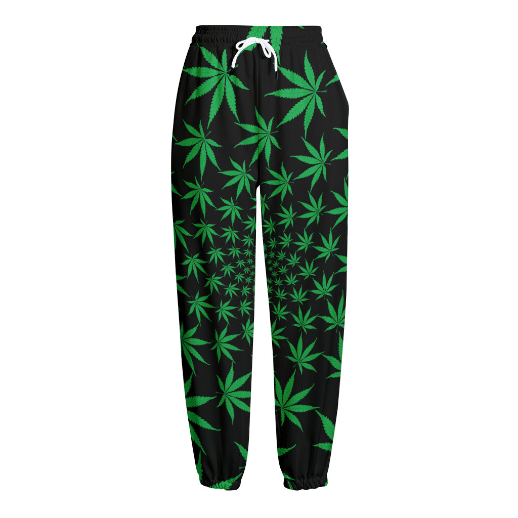 Swirl Cannabis Leaf Print Fleece Lined Knit Pants