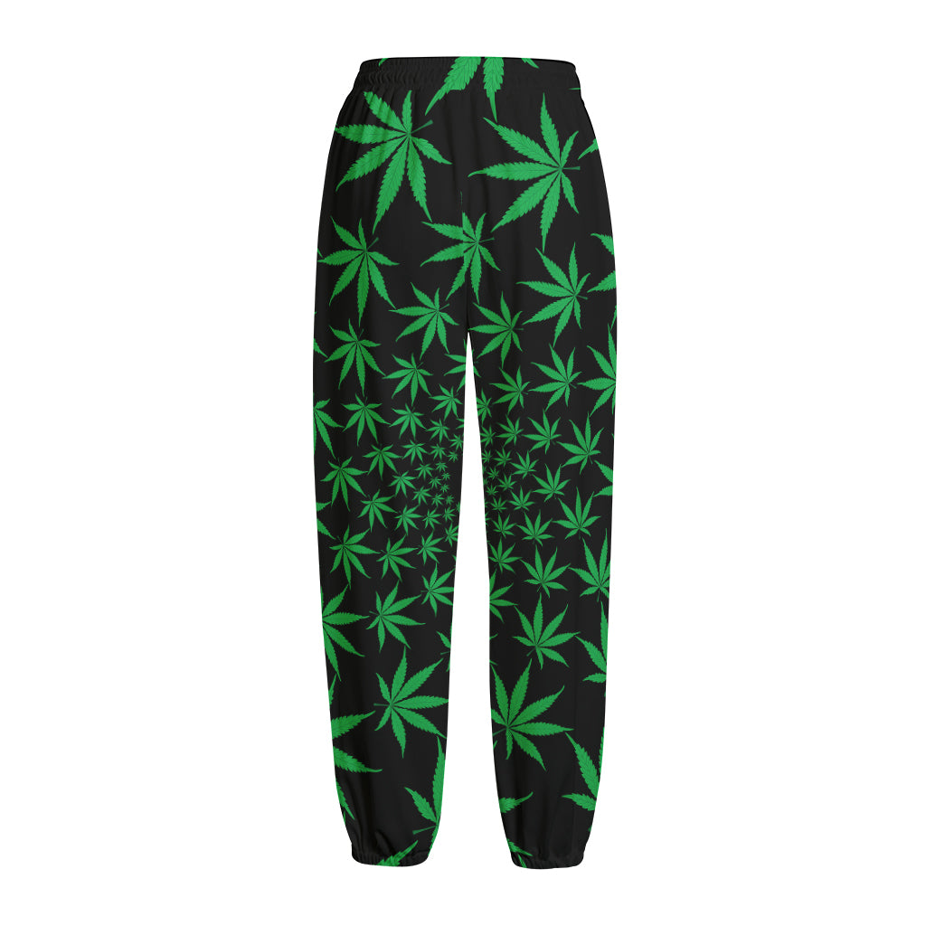 Swirl Cannabis Leaf Print Fleece Lined Knit Pants