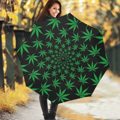 Swirl Cannabis Leaf Print Foldable Umbrella