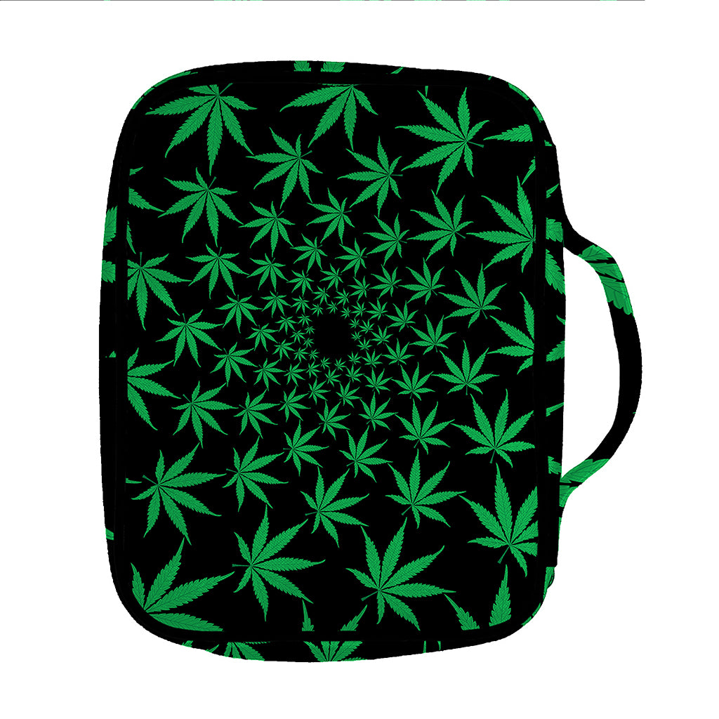 Swirl Cannabis Leaf Print Front Pocket Bible Bag