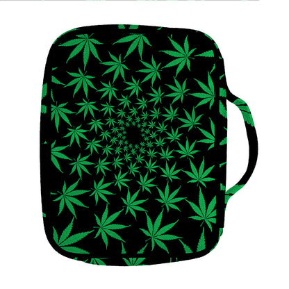 Swirl Cannabis Leaf Print Front Pocket Bible Bag