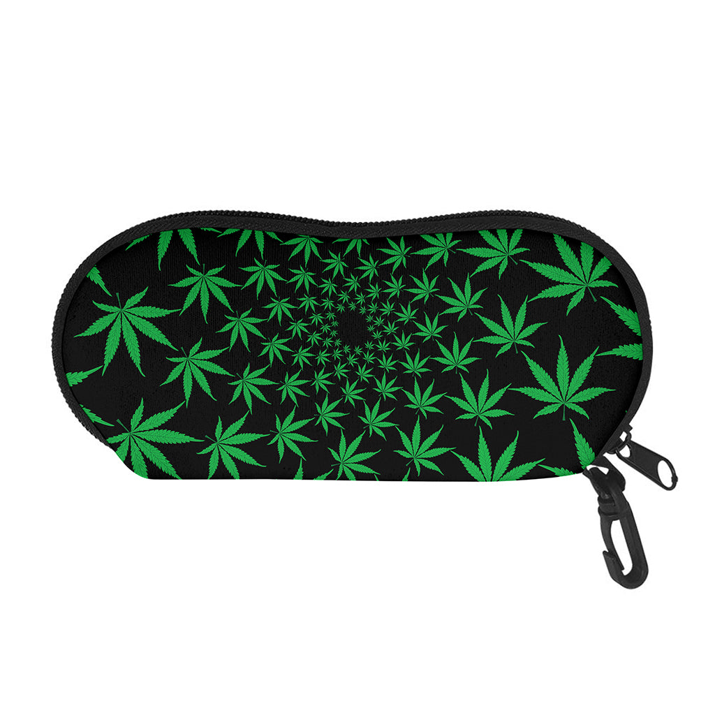 Swirl Cannabis Leaf Print Glasses Case