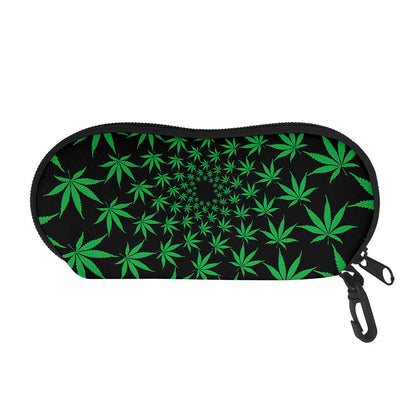 Swirl Cannabis Leaf Print Glasses Case