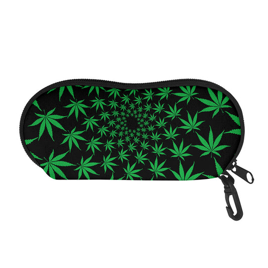 Swirl Cannabis Leaf Print Glasses Case