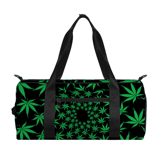 Swirl Cannabis Leaf Print Gym Bag