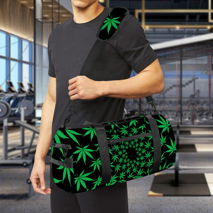 Swirl Cannabis Leaf Print Gym Bag