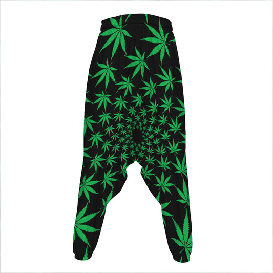 Swirl Cannabis Leaf Print Hammer Pants