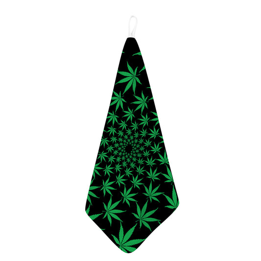 Swirl Cannabis Leaf Print Hand Towel
