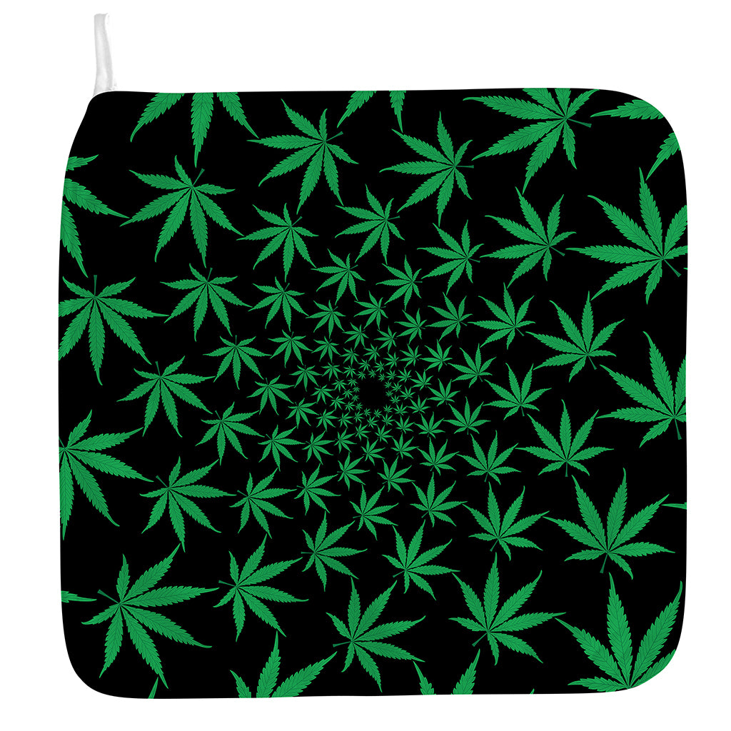 Swirl Cannabis Leaf Print Hand Towel