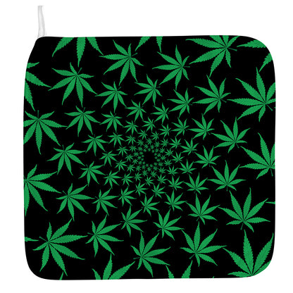 Swirl Cannabis Leaf Print Hand Towel