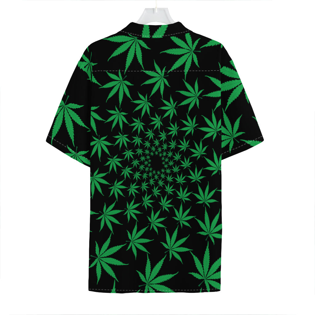 Swirl Cannabis Leaf Print Hawaiian Shirt