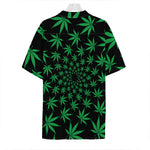 Swirl Cannabis Leaf Print Hawaiian Shirt